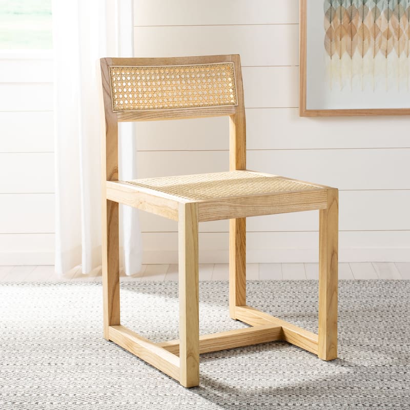 SAFAVIEH Yvonne Cane Dining Chair - 22.2" x 17.5" x 30.7" - 22Wx18Dx31H - Natural Cane/Natural Rattan