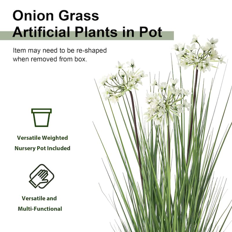 Glitzhome 3.25ft. Onion Grass Artificial Plants in Pot - 18.00"D X 39.50"H