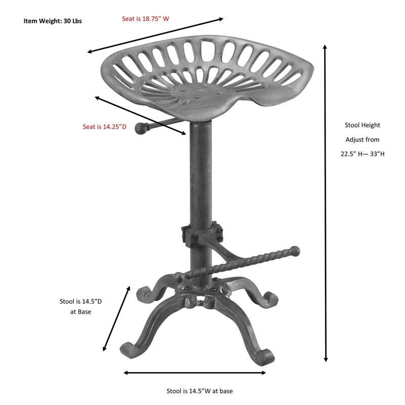 Adjustable Iron Tractor Seat Barstool