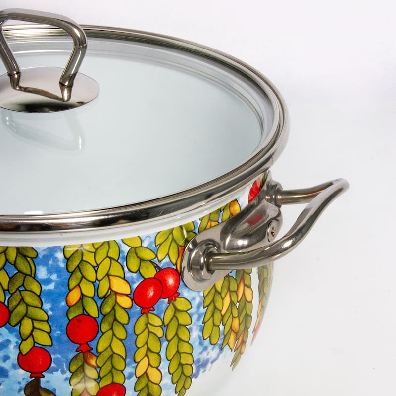 STP Goods Pomegranate Belly Deep Enamel on Steel Casserole w/Glass Lid