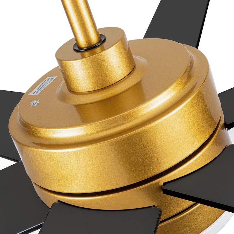 65 Inch Gold Large LED Ceiling Fan with Light and Remote(6-Blade)