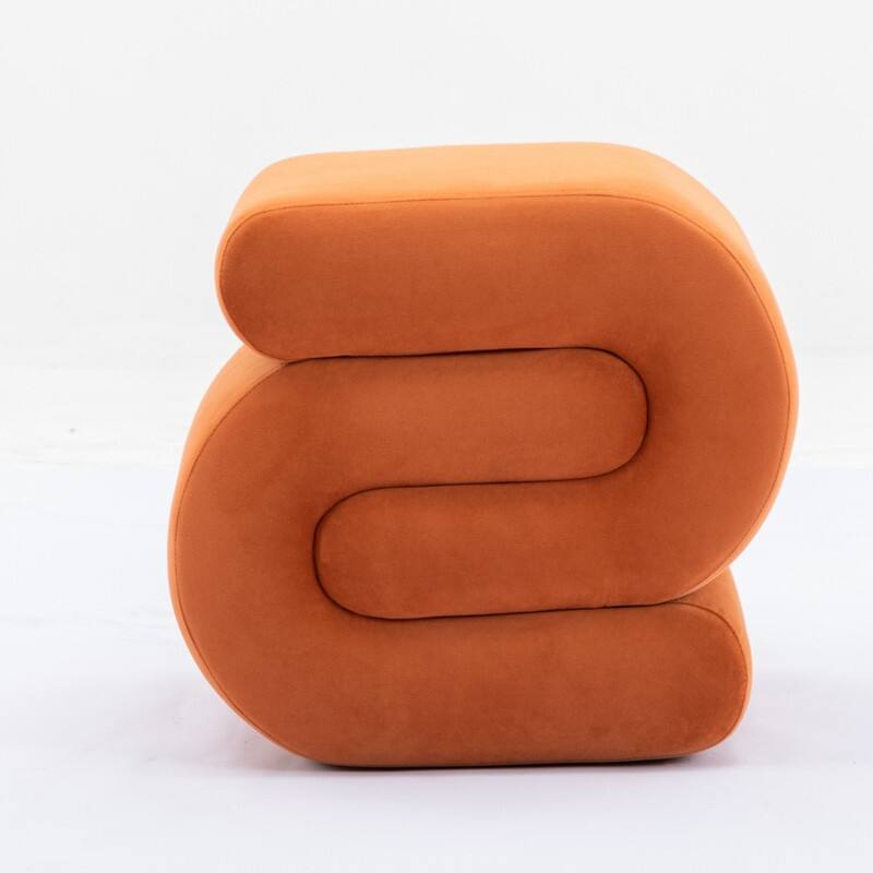 Velvet Fabric S-shape Ottoman Makeup Stool Footstool