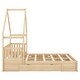 preview thumbnail 6 of 22, Queen Wood House Bed with Guardrails and 2-Storage Drawers, Natural