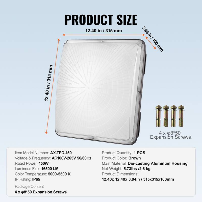 LED Canopy Lights, Daylight Commercial Industrial Outdoor Canopy Lights, Surface Mount Ceiling Lighting