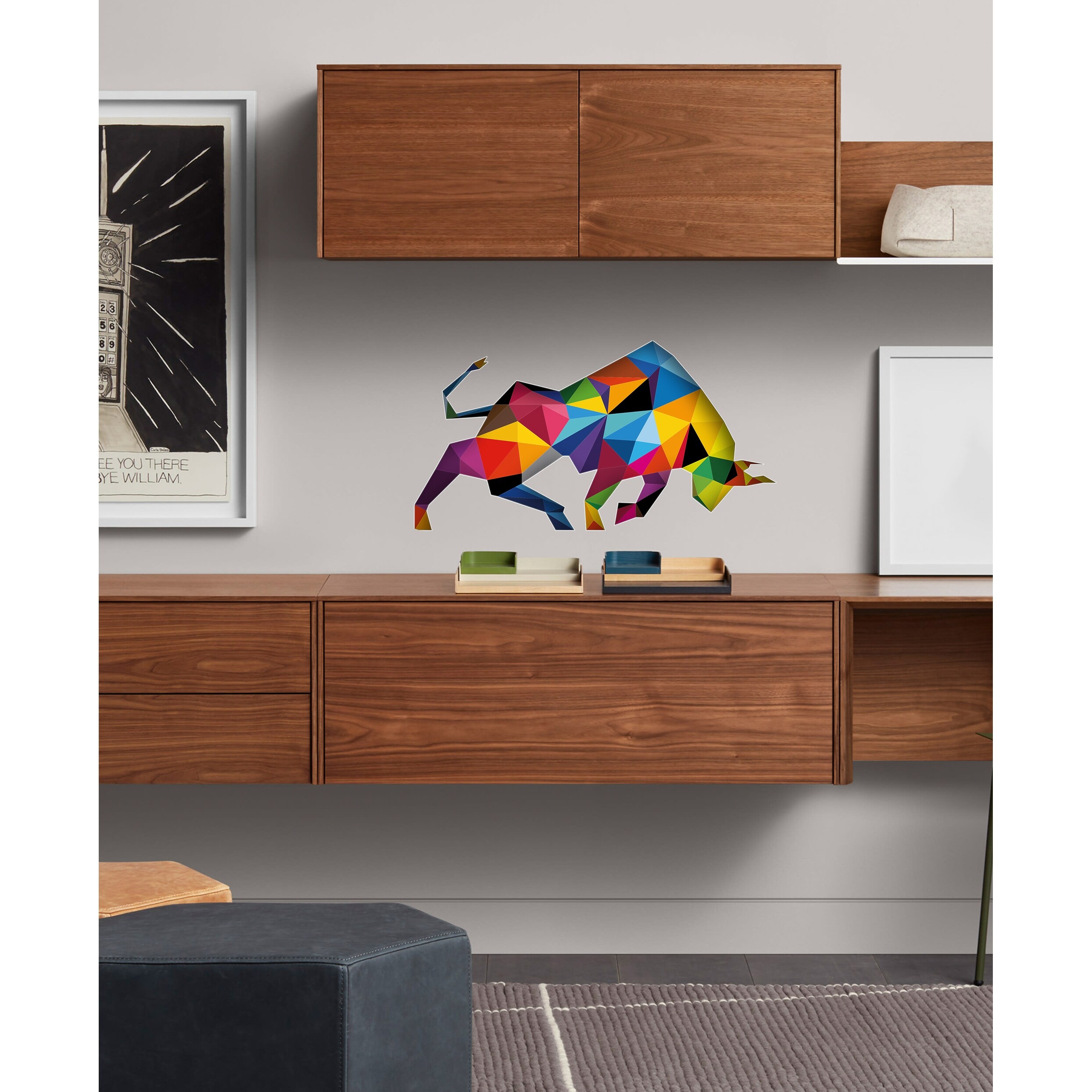 Polygonal Bull Wall Decal, Polygonal Bull Wall sticker,-image