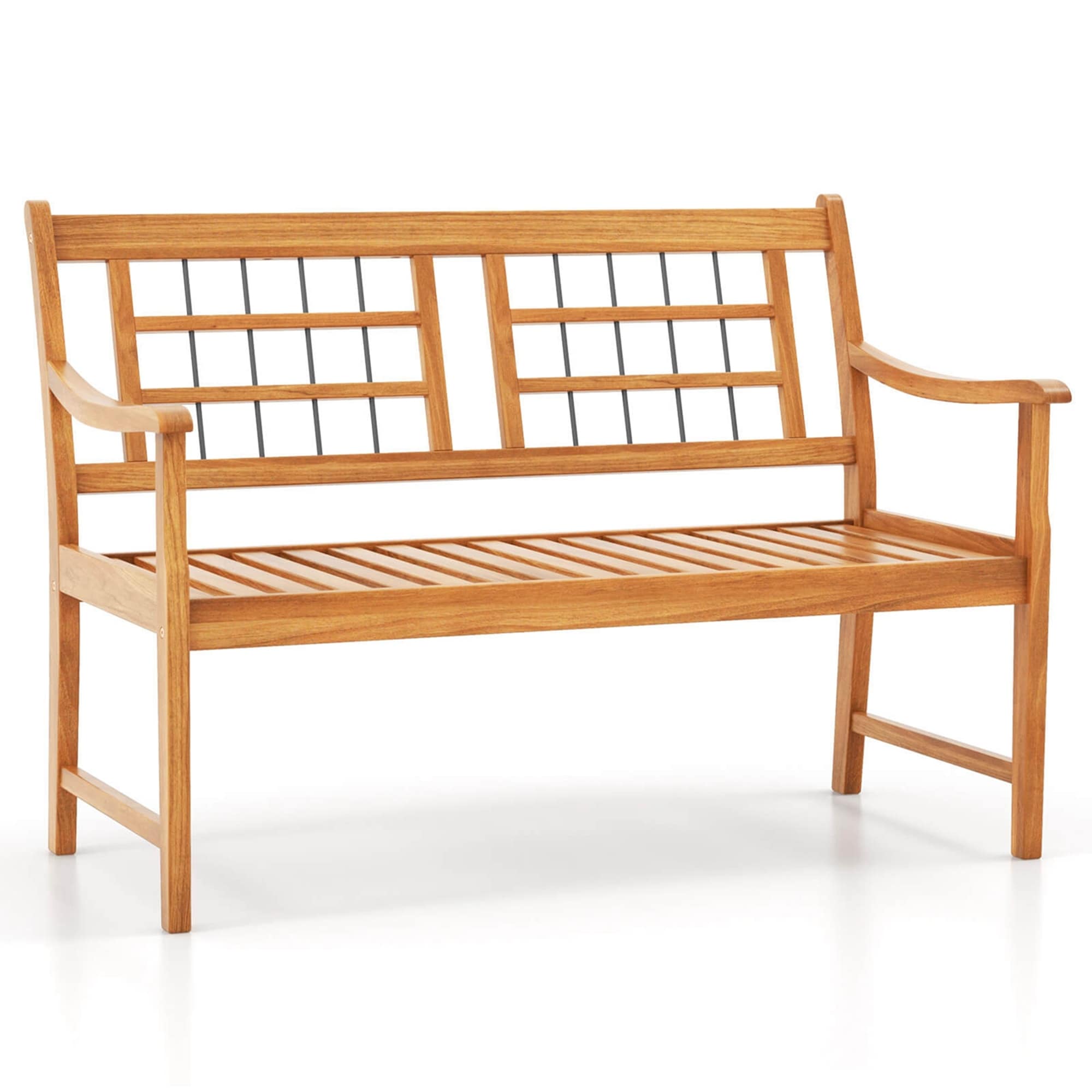 Patio Acacia Wood Bench Wooden 2-Person Outside Chair Outdoor Loveseat