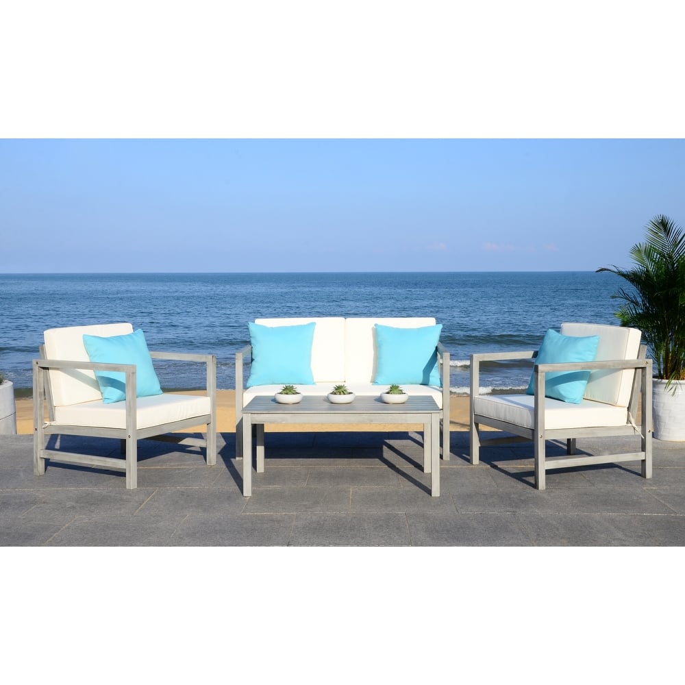 SAFAVIEH Outdoor Citlali 4-Piece Conversation Set with Accent Pillow - 50W x 29D x 29H