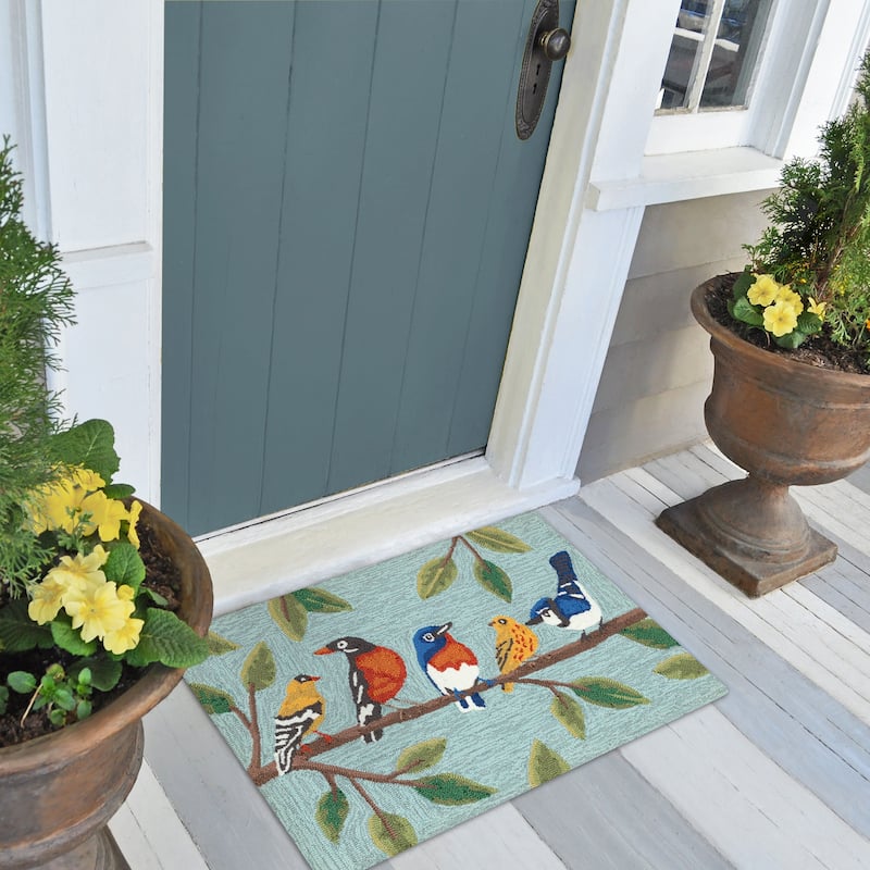 Liora Manne Frontporch Birds On A Branch Indoor/Outdoor Area Rug - 1'8" x 2'6" - Blue