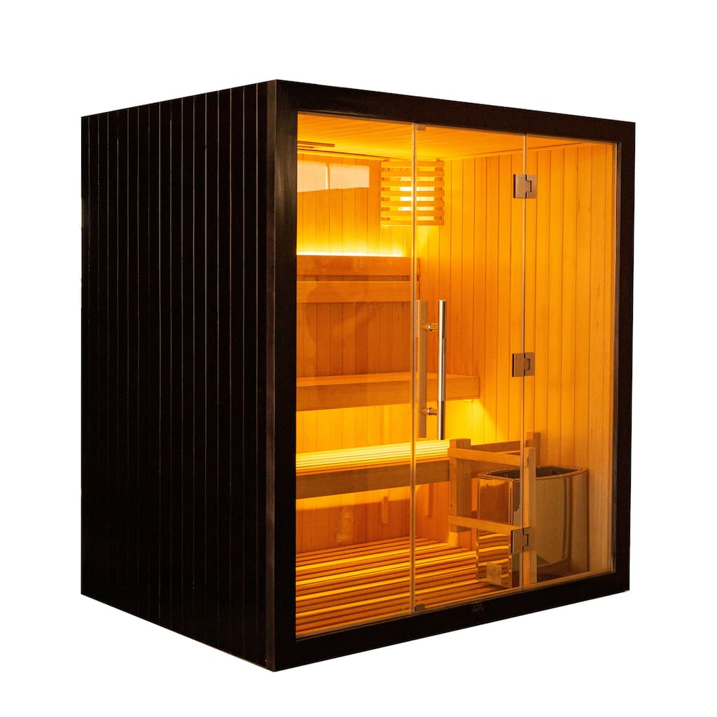 ALEKO 4 Person Hemlock Indoor Dry Wet Sauna with 4.5 kW Electrical Heater