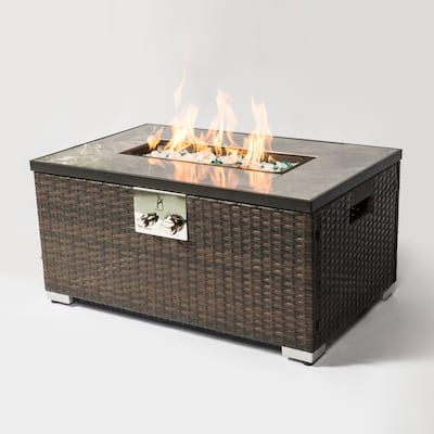 40,000BTU Outdoor Rattan Gas Fire Pit Table