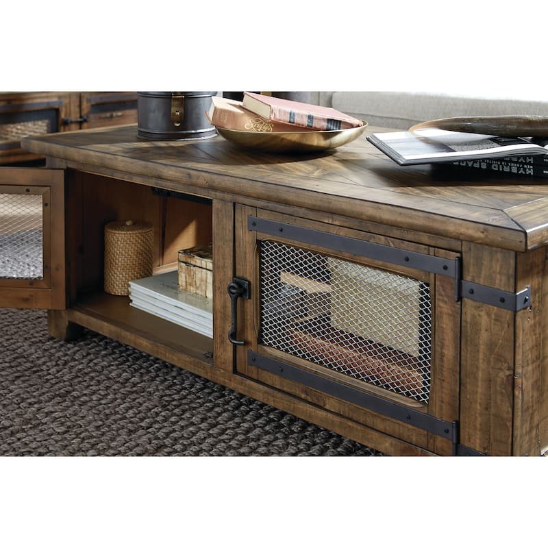 Magnussen Home Chesterfield Farmhouse Timber Lift Top Storage Cocktail Table with Casters - 50''W x 28''D x 18''H