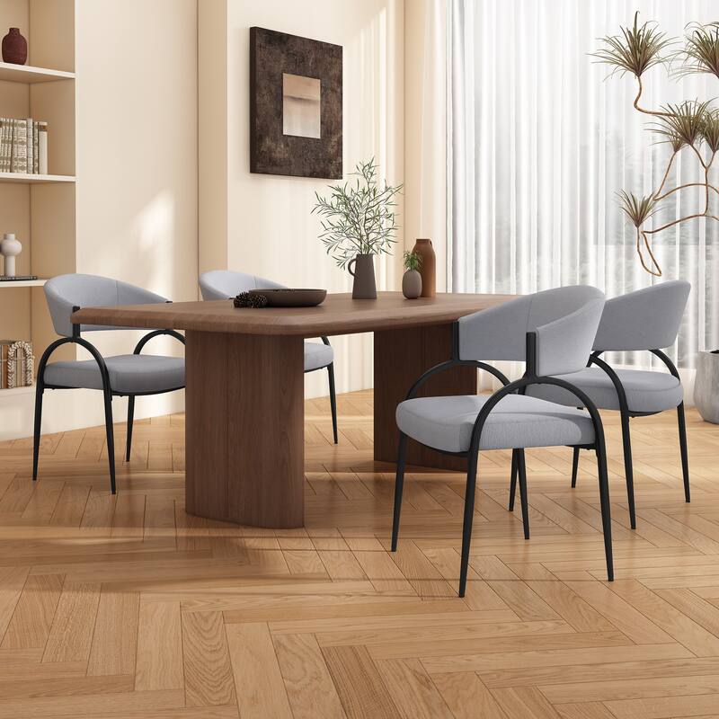 Modern Set of 2 Dining Chairs with Padded Backrest Seat, Metal Legs for Dining Room Living Room and Café