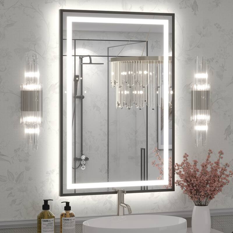 KIOTEE 24V Ultra-Bright LED Bathroom Mirror, Anti-Fog, Tempered Glass - 36x24