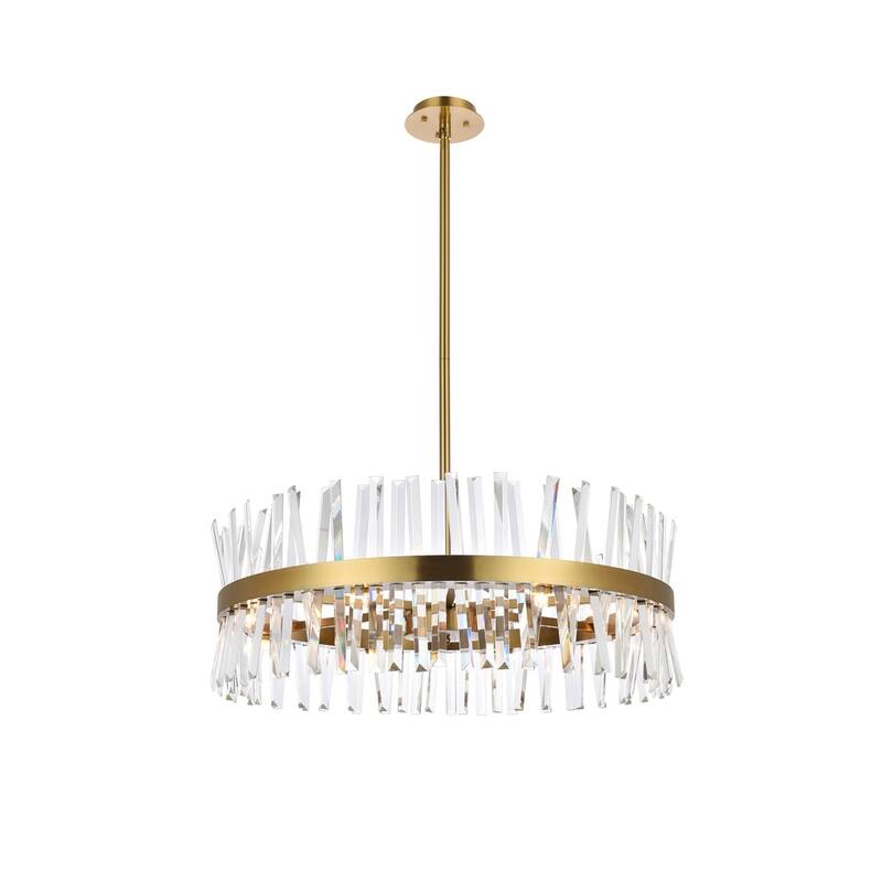 Indigo Home 32 inch crystal round chandelier light - Gold