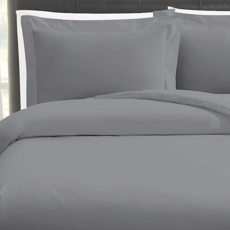 Vince Camuto Solid 400TC Percale 3 Piece Duvet Cover Set