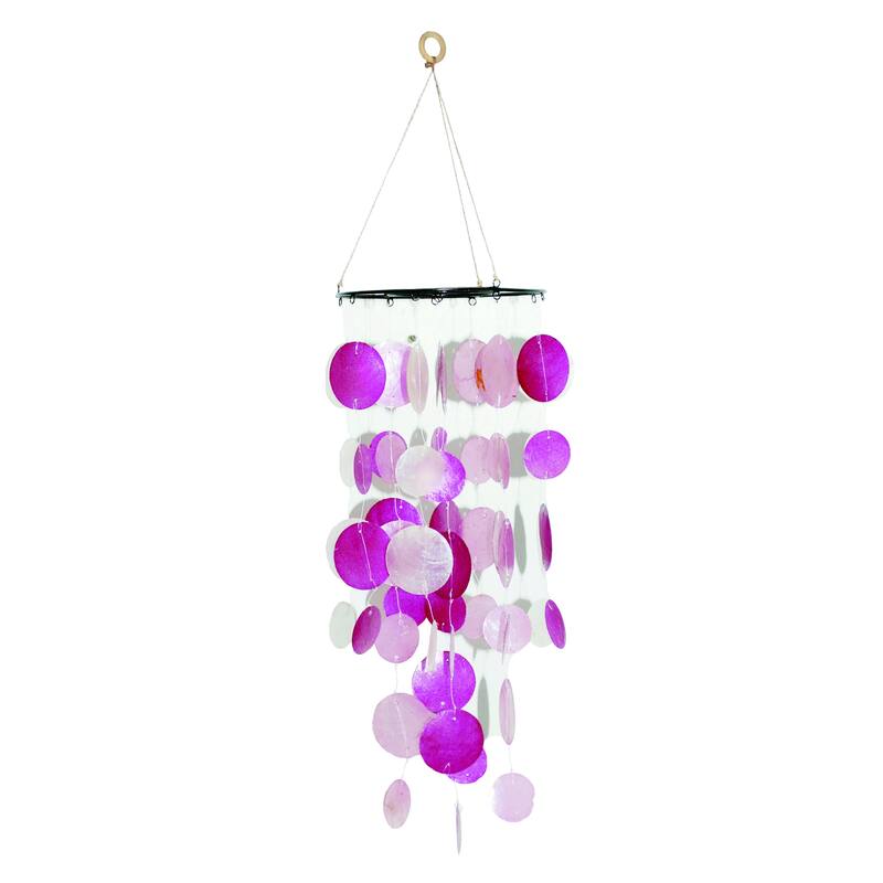Transpac Natural Material 23.5 in. Multicolor Spring Round Capiz Jewel Chime