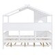 preview thumbnail 19 of 50, Pine Wood House Bed with Trundle Bed, Bookcase Bed with Storage Shlef & Roof, Semi-enclosed Design, for Kids Girls Boys