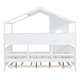 preview thumbnail 14 of 28, Semi-Enclosed House Bed, Wooden Roof Panel Bed Frame with Pull-out Trundle Bed, Storage Headboard Platform Bed