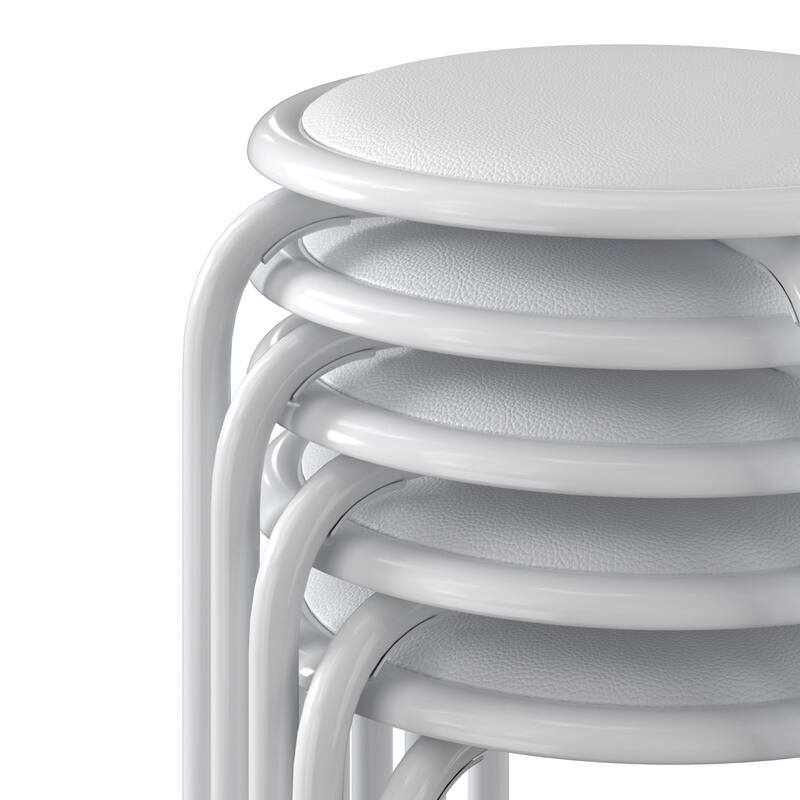 VECELO 6-Pack Stacking Stools for Living Room Backless Round Stools Set Indoor Outdoor Use with Metal Frame & Non-Slip Feet