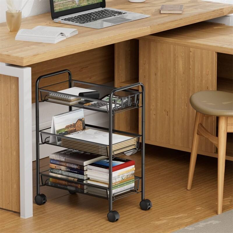 3 Tier Rolling Cart - 10.2"D x 17.7"W x 24.8"H