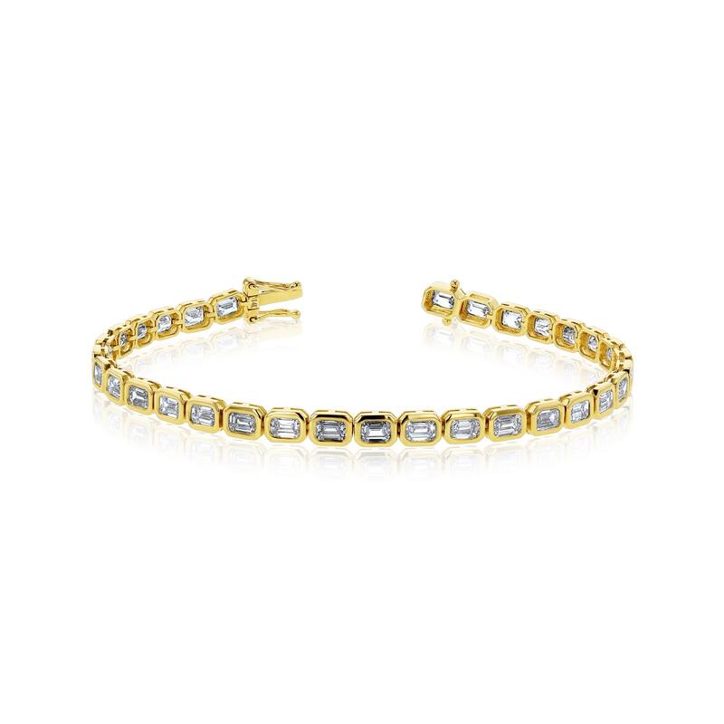 Kobelli 7 Carat Lab Grown Diamond Solid 14k Gold Emerald-cut Tennis Eternity Brielle Bracelet - Yellow