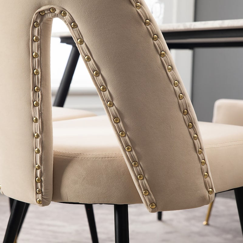 Modern Velvet Upholstered Dining Chairs Set of 6