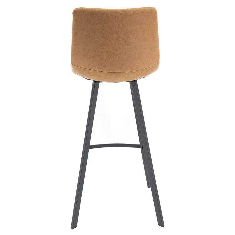 Elland Modern Ergonomic Foam Padded Metal Bar Stool with Back Support Plush Seating Footrest Powder Coated Finish Plastic Glides
