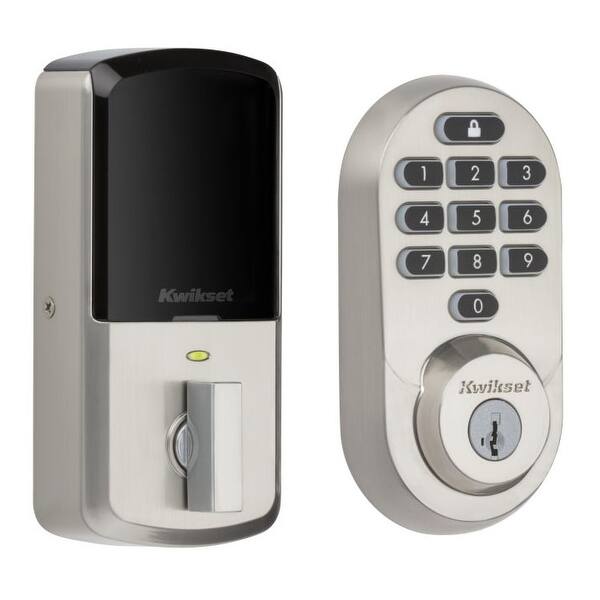 slide 1 of 9, Kwikset Halo SmartKey Electronic Keypad Keyless Entry Deadbolt with Satin Nickel