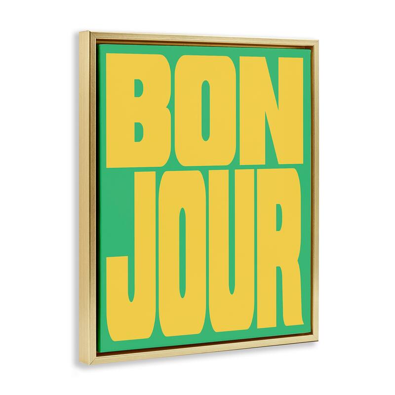Stupell Bonjour Yellow & Green Framed Floater Canvas Wall Art Design By House of Lulu