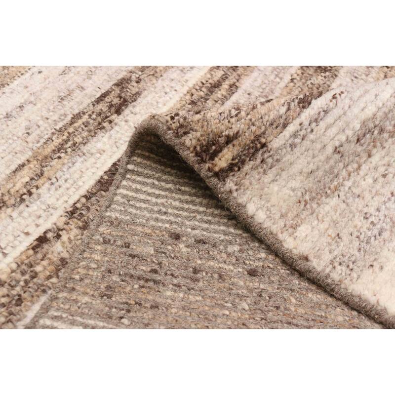 ECARPETGALLERY Hand-knotted Tangier Brown, Ivory Wool Rug - 8'0 x 10'0