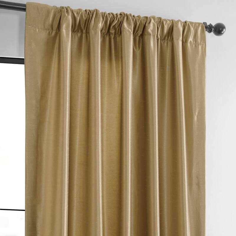 Exclusive Fabric Flax Gold Textured Silk Single Curtain (1 Panel)