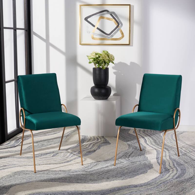 SAFAVIEH Fanlia Emerald/Gold Side Chair (Set of 2) - 18.8" W x 24.5" L x 34" H