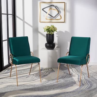 SAFAVIEH Fanlia Emerald/Gold Side Chair (Set of 2) - 18.8" W x 24.5" L x 34" H