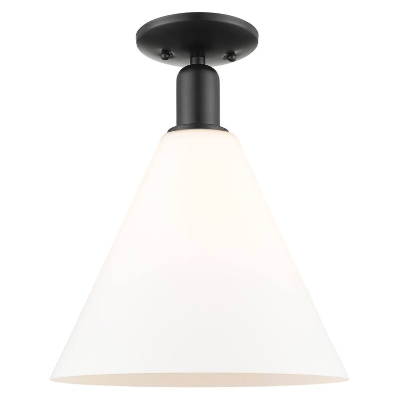 Innovations Lighting Endless Possibilities Arcadia - Berkshire Glass - 1 Light 12" Semi-Flush Mount - Matte White/Matte Black