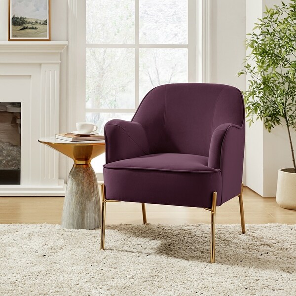 Nora Modern Accent Chair Comfy Velvet with Metal Legs by HULALA