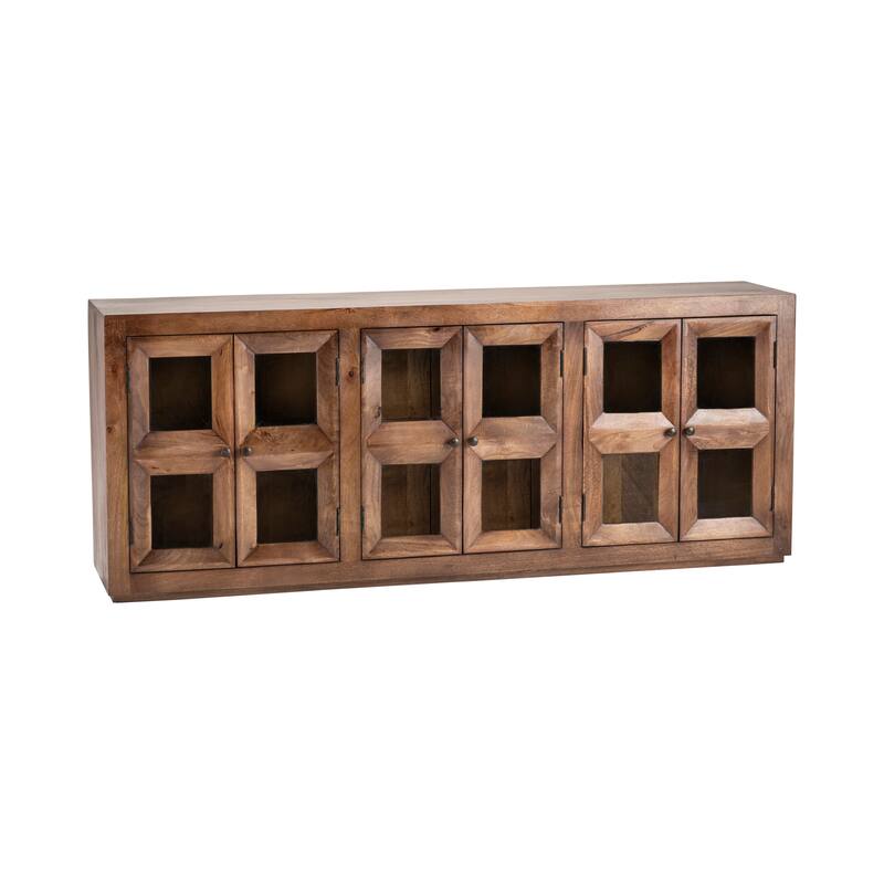 80 in. Brown Solid Wood 6 Door Media Credenza_Sideboard