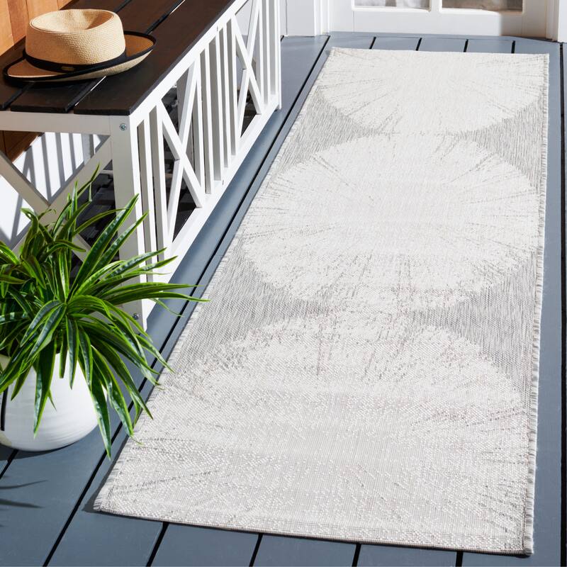 SAFAVIEH Courtyard Sabaha Indoor/Outdoor Waterproof Patio Backyard Rug - 2'3" x 8' Runner - Beige/Grey