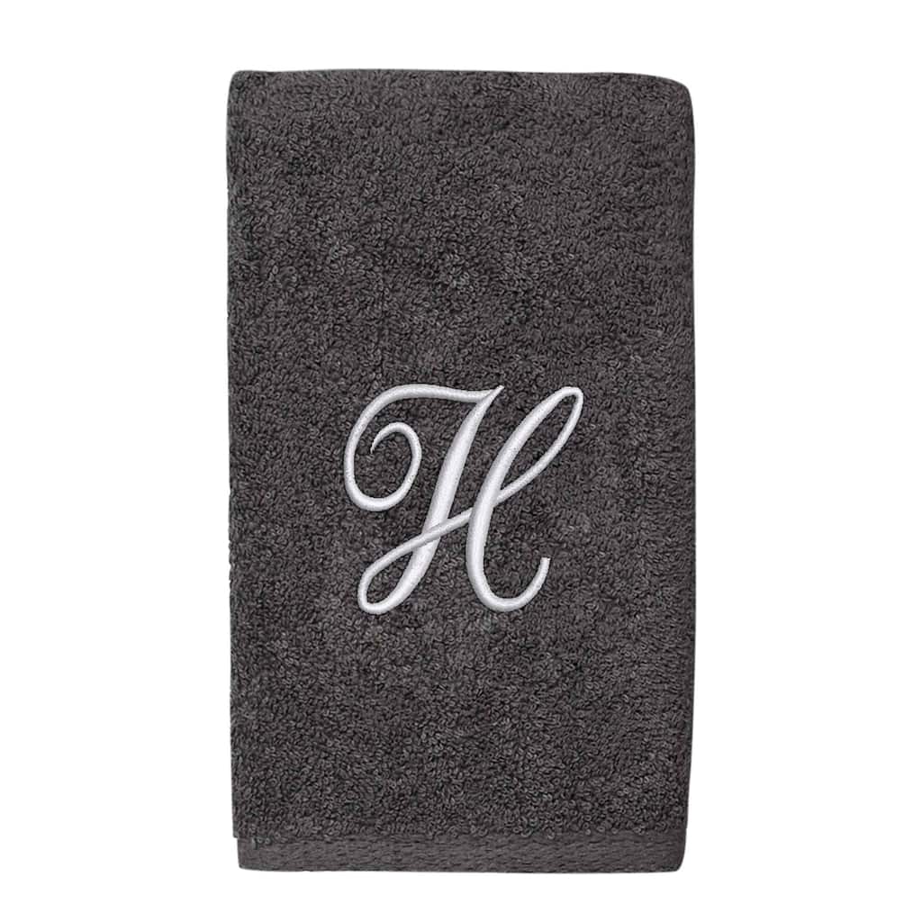 Avanti Linens Granite/Silver Script Monogram Hand Towel Letter H - Hand Towel