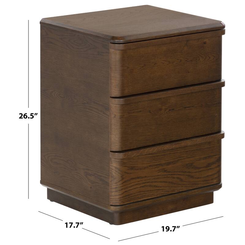 SAFAVIEH Couture Guillermo 3-Drawer Wood Nightstand