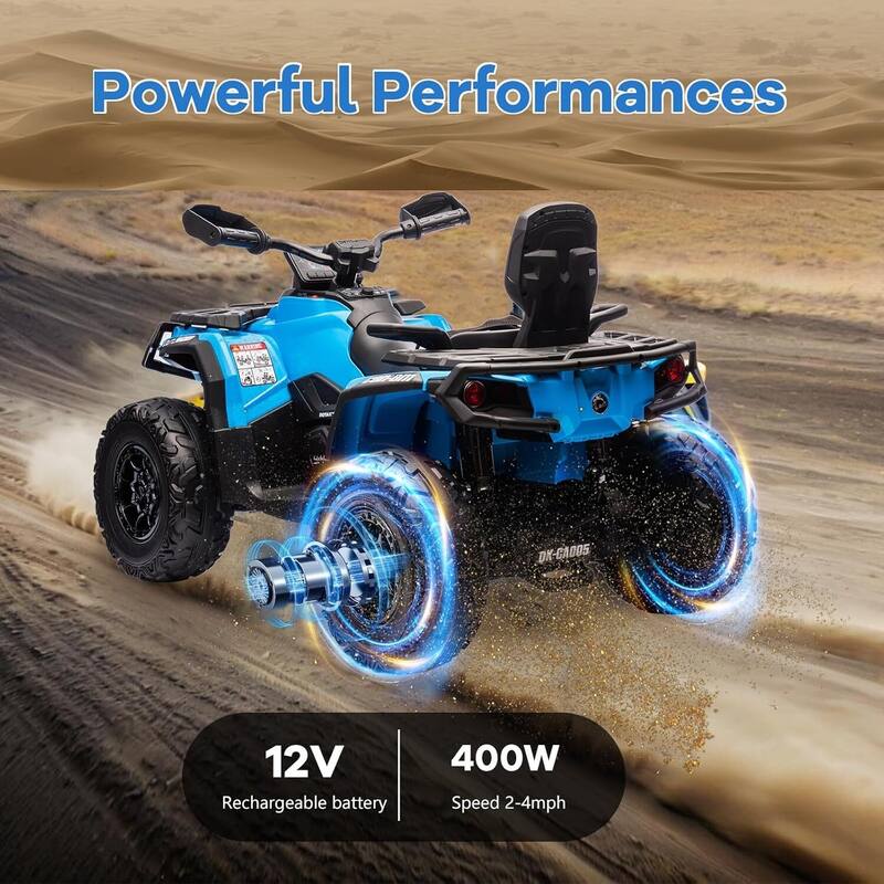 12V Kids 2 Seater Ride On Toy Car, Electric ATV Vehicles for Kids Best Gift