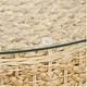 preview thumbnail 15 of 15, Rattan and Seagrass Handmade Woven Tapered Coffee Table or Accent Table with Glass Top - Brown - Roche River Decor - 20"W, 24"H