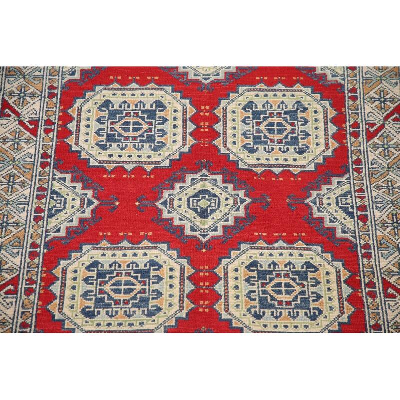 Kazak Accent Rug Hand-Knotted Wool Carpet - 3'5"x 4'10"