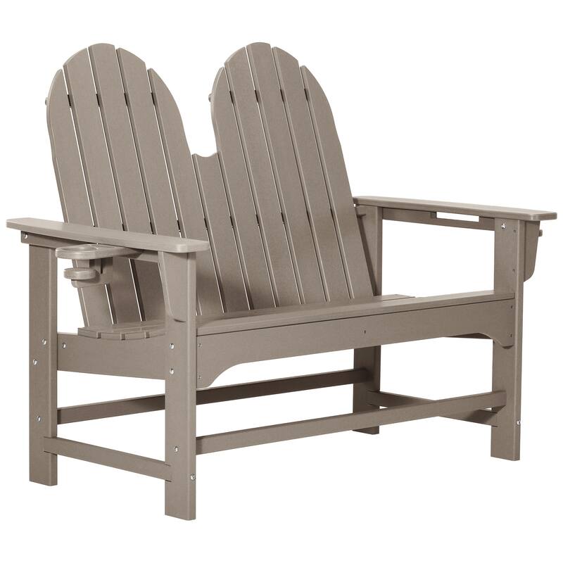 Hanniford Poly Adirondack 49 Inch Bench - Weathered Wood