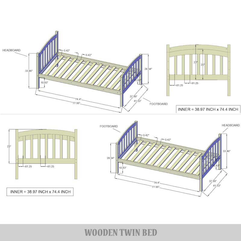 CraftPorch Mid-Century Twin Over Twin Bunk Bed
