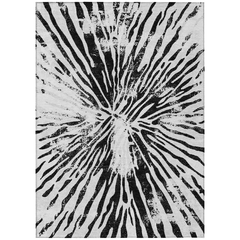 Machine Washable Indoor/ Outdoor Chantille Contemporary Burst Rug