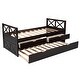 preview thumbnail 34 of 37, Twin Size Wooden Daybed with 2 Drawers and Trundle for Kids Teens