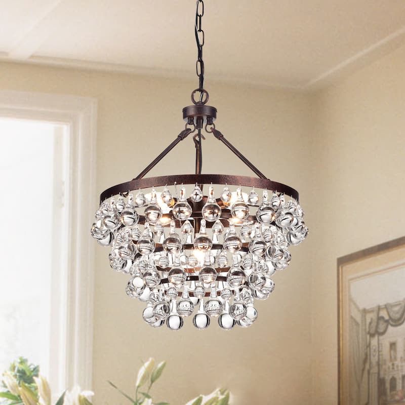 Antique Copper 5-Light Four Tier Crystal Chandelier - Antique Copper