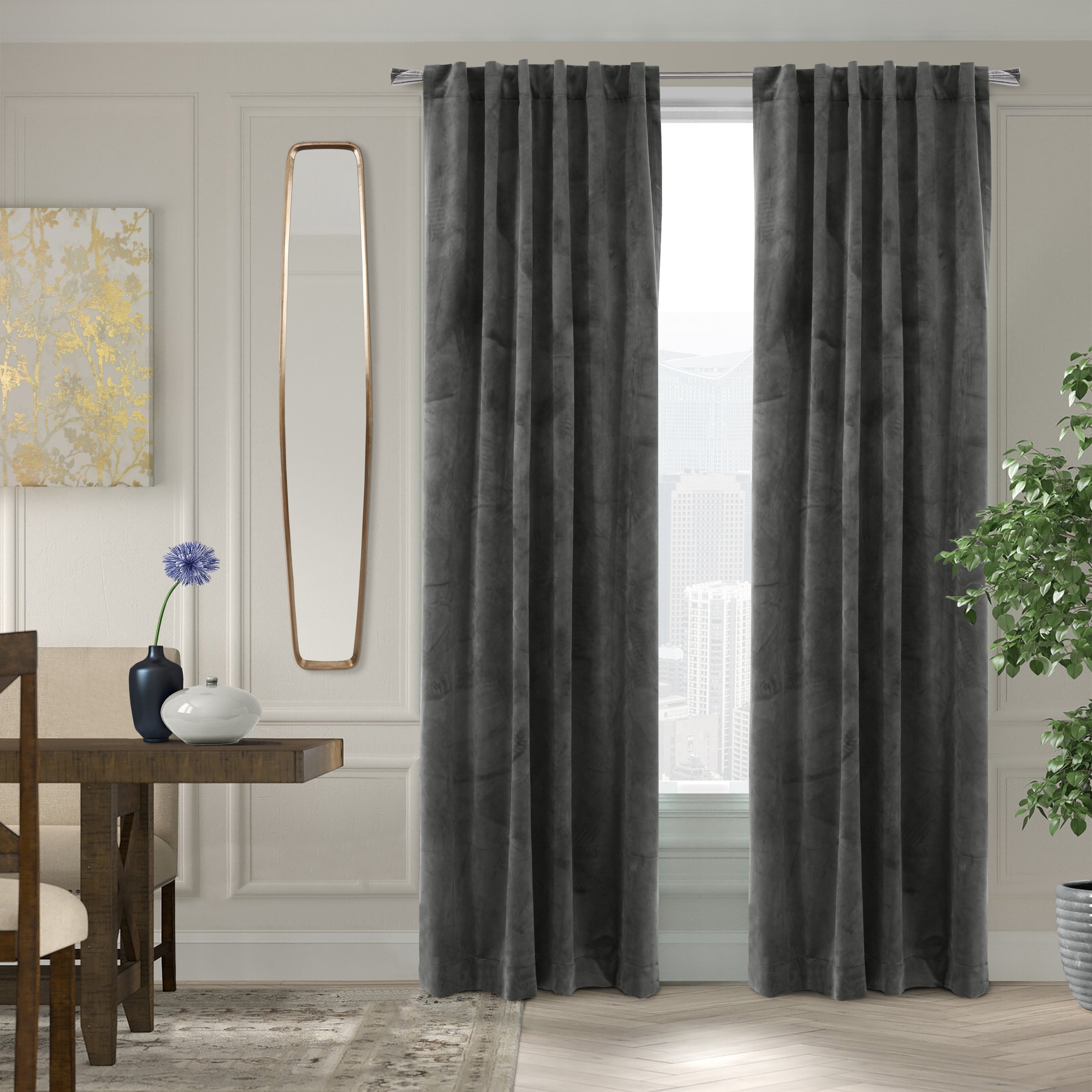 Scala Room Darkening Velvet Dual Header Curtain Panel
