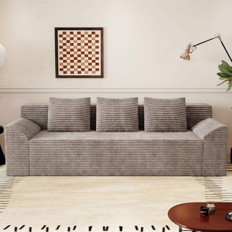 71" 3-Seater Corduroy Sofa with Deep Seat Design, Ready-to-Use for Living Room, Bedroom & Office