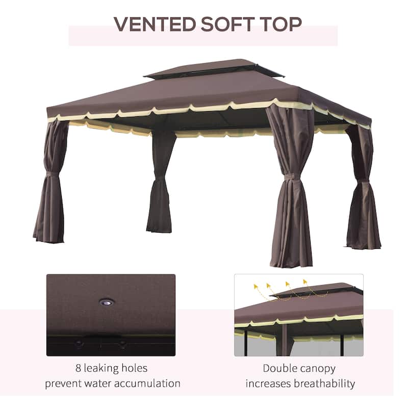 Outsunny 10x13-foot Aluminum Soft Top Patio Gazebo with Curtains